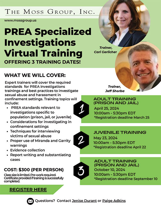 Don’t Miss TMG’s Upcoming PREA Specialized Trainings!